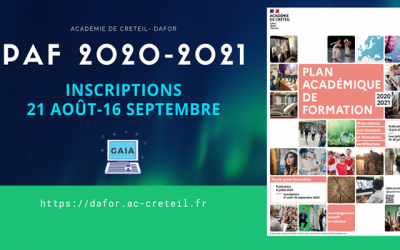 [Plan Académique de Formation] Inscription pour l’année 2020-2021